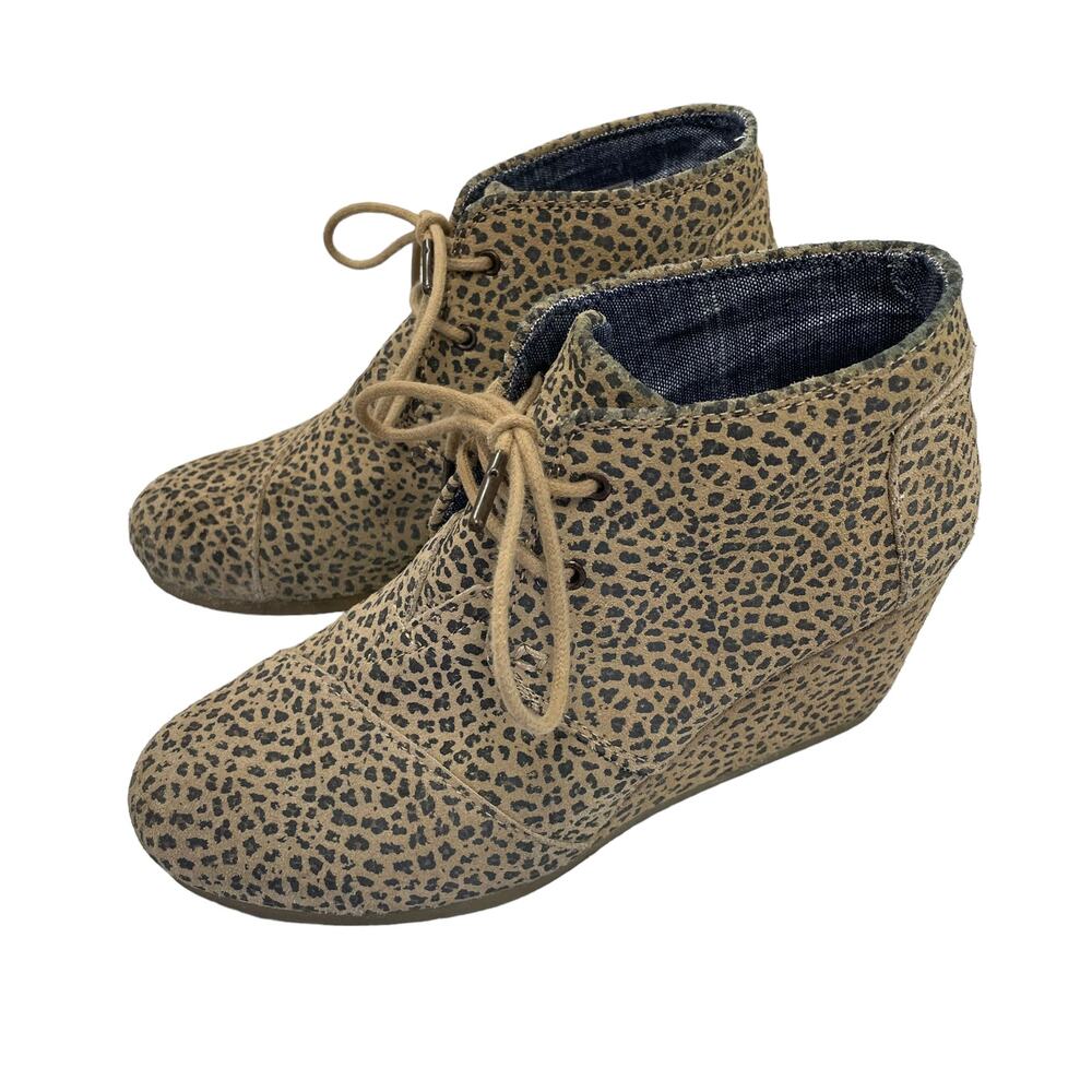 Toms Suede Desert Wedge Bootie Cheetah Print Women's 7 ASIS